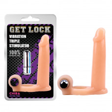 Насадка для двойного проникновения Chisa Get Lock Vibration с вибрацией и эрекционным кольцом