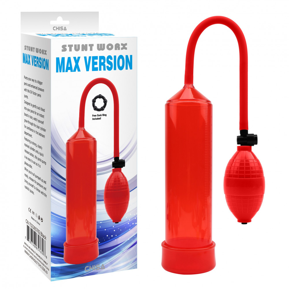 Секс игрушки - Помпа для увеличения члена Chisa Stunt Worx Max Version Penis Pump, красная