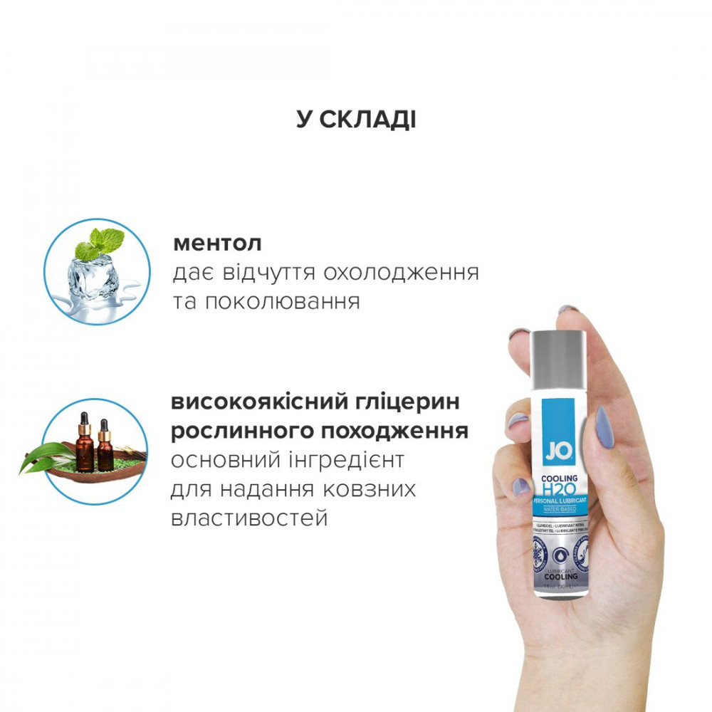 Смазка на водной основе - Охлаждающая смазка на водной основе System JO H2O COOLING (60 мл) с ментолом, растительный глицерин 2