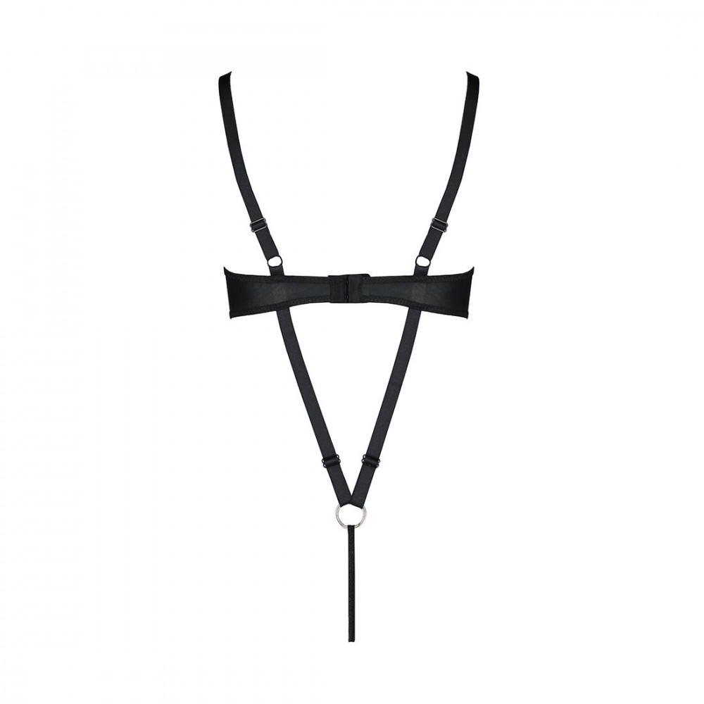 Эротическое боди - Боди из экокожи Celine Body black L/XL — Passion: с доступом, открытый 2