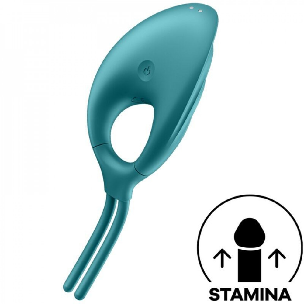 Эрекционные кольца с вибрацией - Эрекционное виброкольцо лассо Satisfyer Swordsman Green, крепкая фиксация, 10 режимов, мощный мотор 3