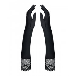 Высокие перчатки с камнями и кружевом Obsessive Miamor gloves, black
