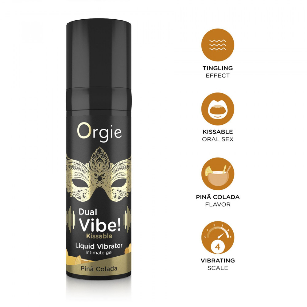 Женские возбудители - Жидкий вибратор Orgie - Dual Vibe! Pina Colada Kissable Liquid Vibrator (15 мл) 2