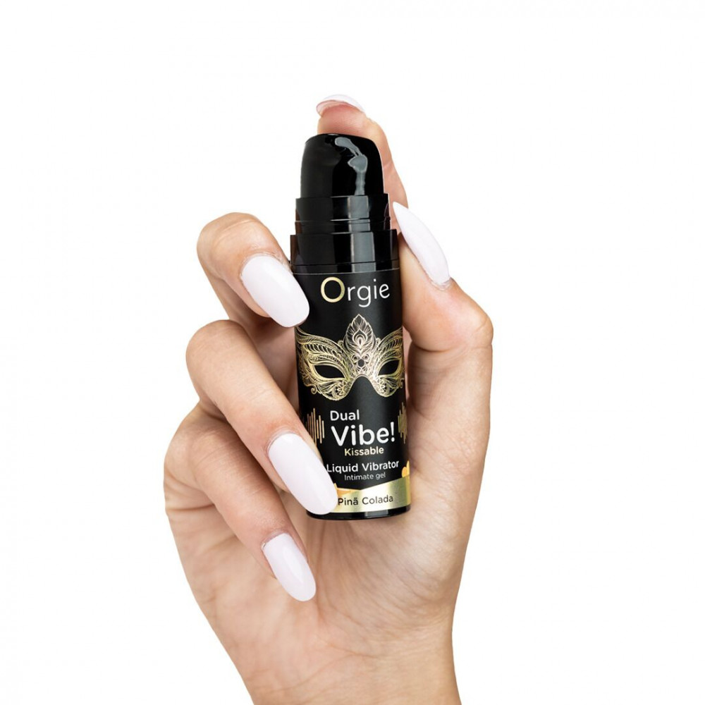 Женские возбудители - Жидкий вибратор Orgie - Dual Vibe! Pina Colada Kissable Liquid Vibrator (15 мл) 1