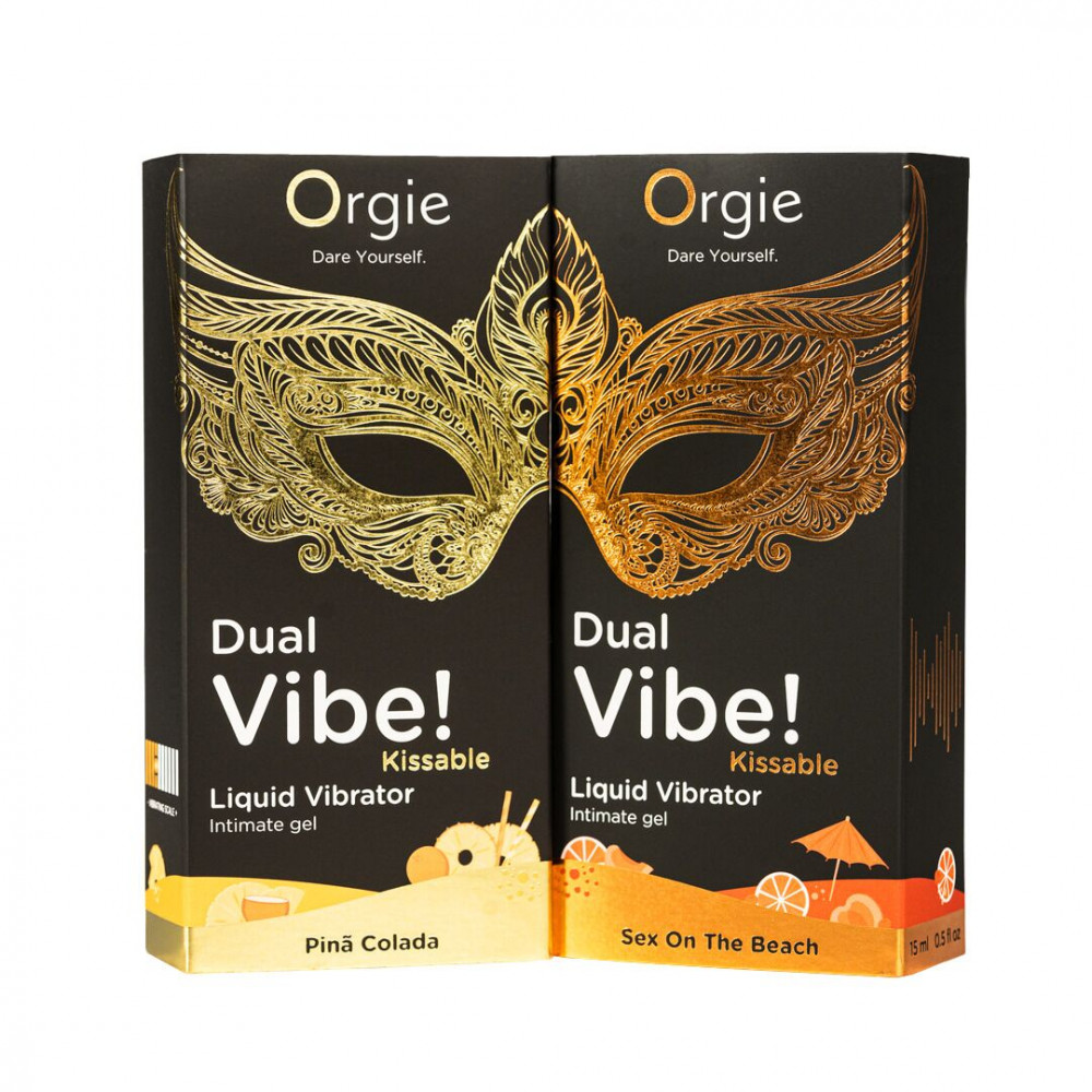 Женские возбудители - Жидкий вибратор Orgie - Dual Vibe! Pina Colada Kissable Liquid Vibrator (15 мл) 3