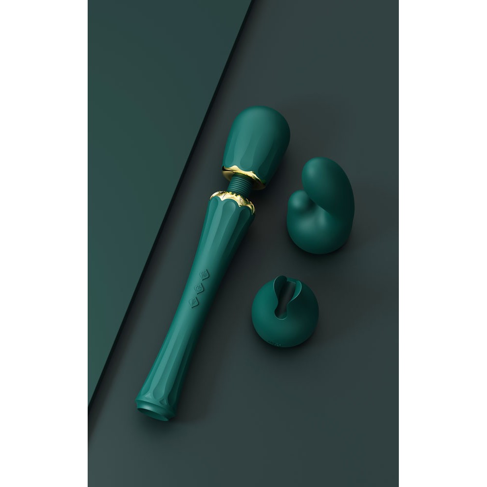 Вибромассажеры - Вибратор микрофон с насадками Zalo Kyro Wand Turquoise Green 1