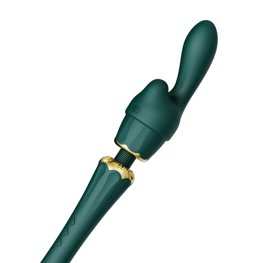 Вибромассажеры - Вибратор микрофон с насадками Zalo Kyro Wand Turquoise Green 3