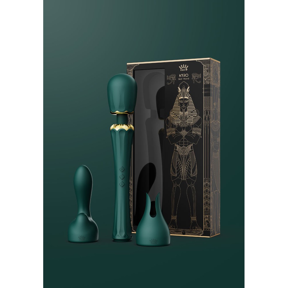 Вибромассажеры - Вибратор микрофон с насадками Zalo Kyro Wand Turquoise Green 5