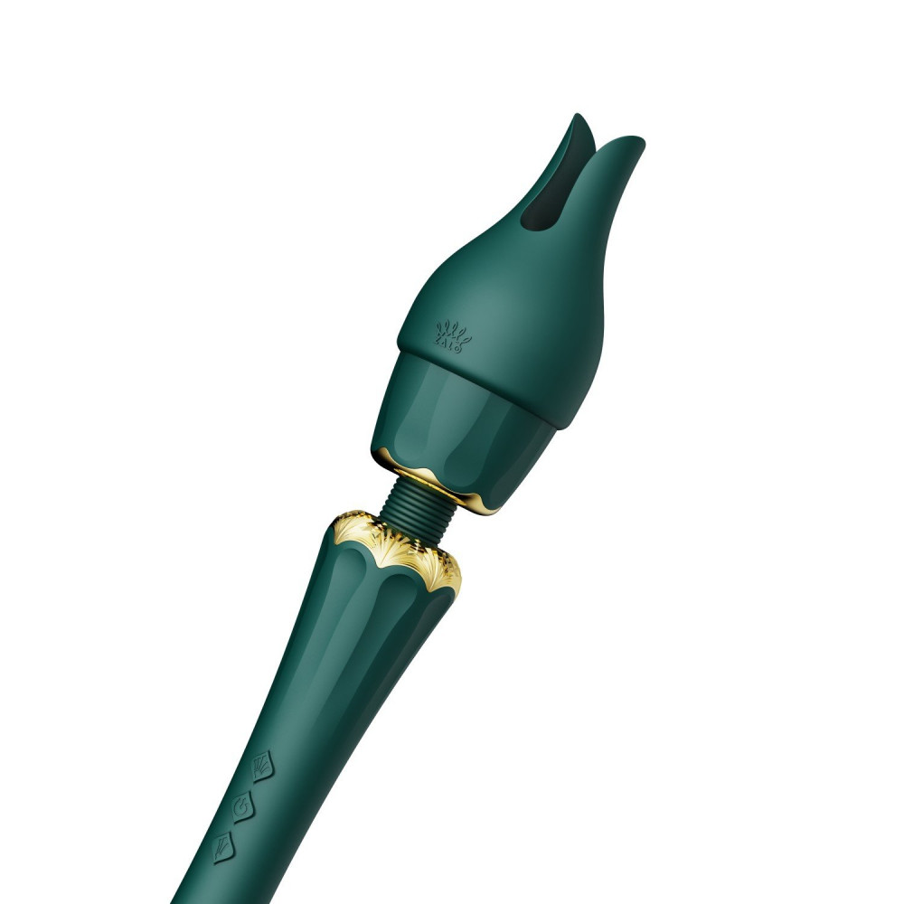 Вибромассажеры - Вибратор микрофон с насадками Zalo Kyro Wand Turquoise Green 9