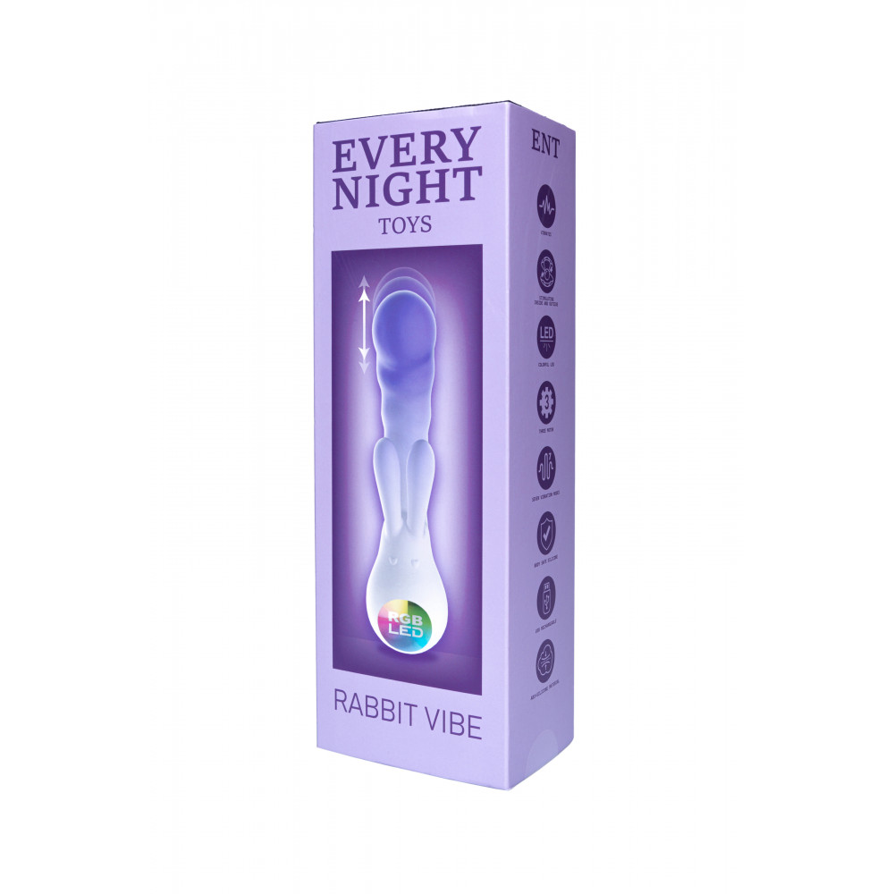 Секс игрушки - Вибратор-кролик со светодиодом Every Night Toys для точки G, фиолетовый градиент 3