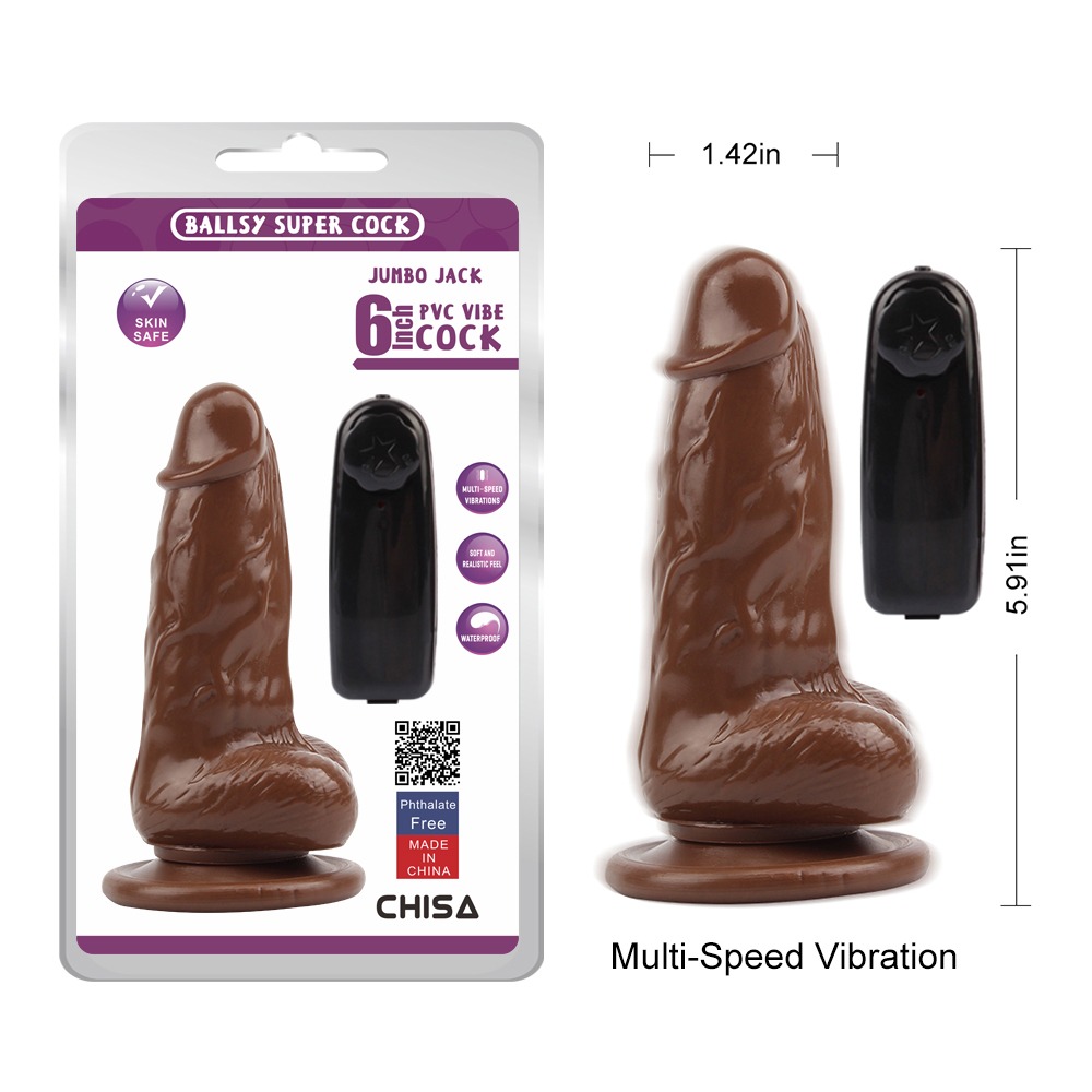 Секс игрушки - Вибратор реалистичный на присоске Chisa Ballsy Super Cock JUMBO JACK с пультом, коричневый 7