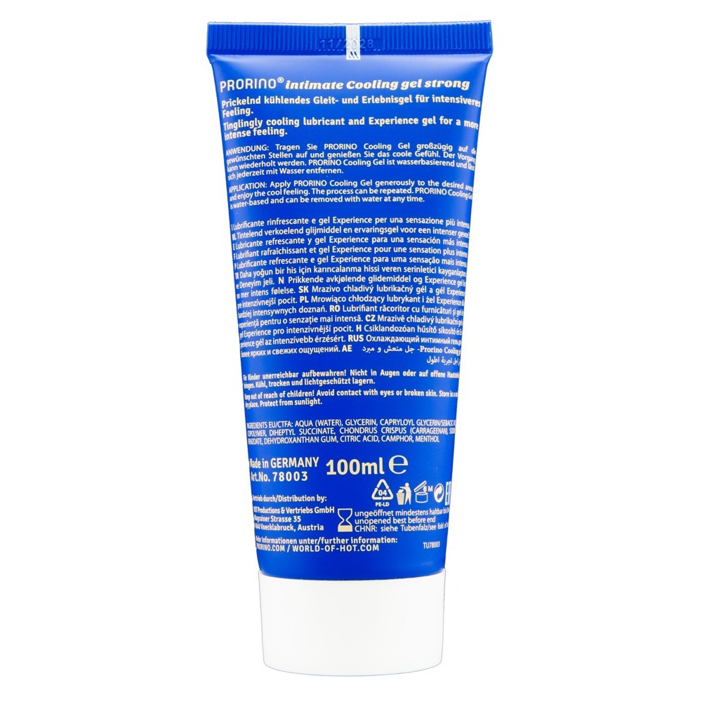Лубриканты - Интимный гель Hot PRORINO Intimate Strong с эффектом охлаждения, 100 мл 2