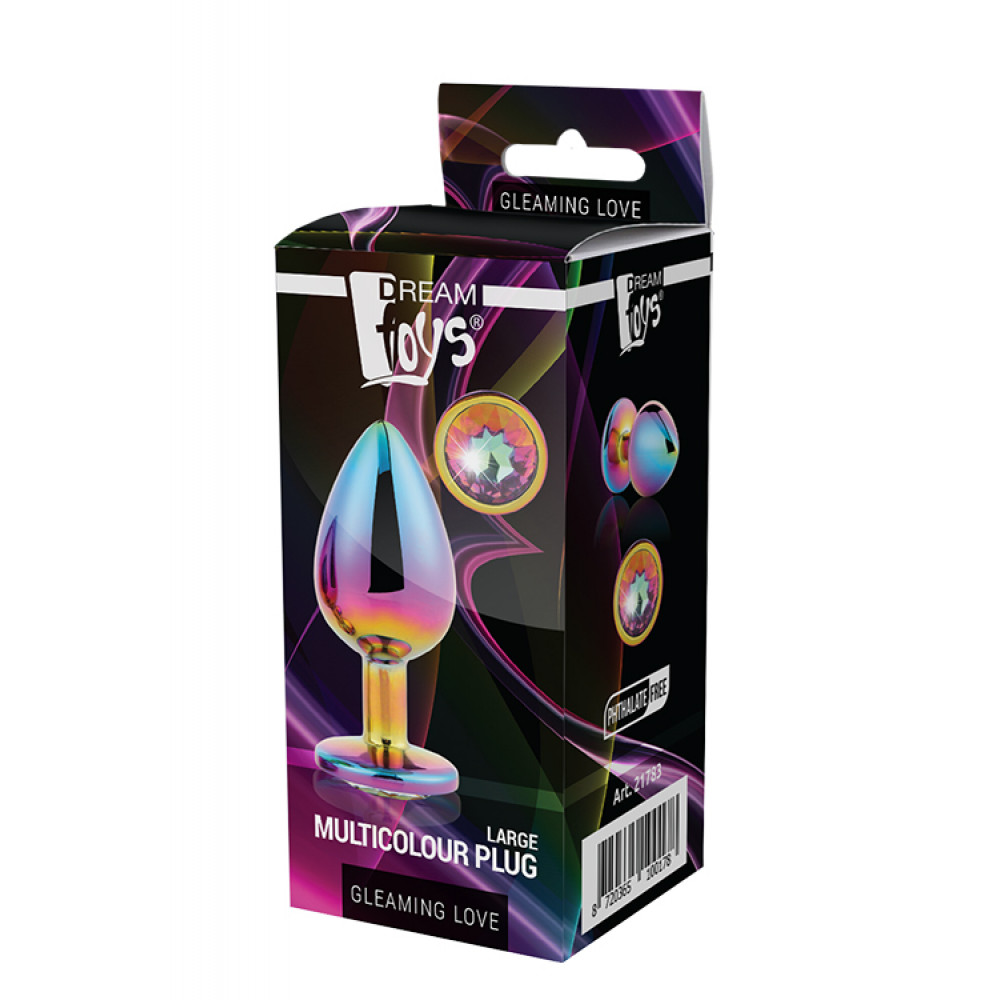Анальная пробка со стразом - DT21783 Радужная анальная пробка GLEAMING LOVE MULTICOLOUR PLUG LARGE 3
