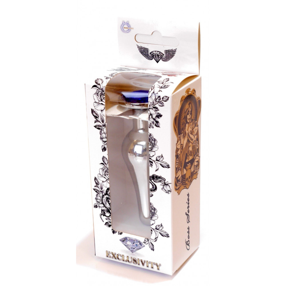 Анальные игрушки - Анальная пробка Boss Series - Jewellery Silver BUTT PLUG Dark Blue, BS6400077 2