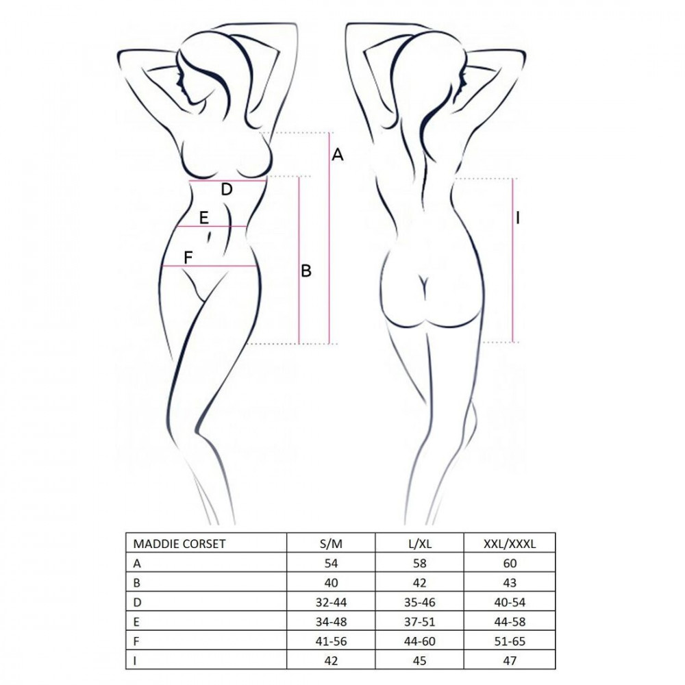 Эротические корсеты - Корсет-сорочка с пажами MADDIE CORSET black XXL/XXXL - Passion, трусики 1
