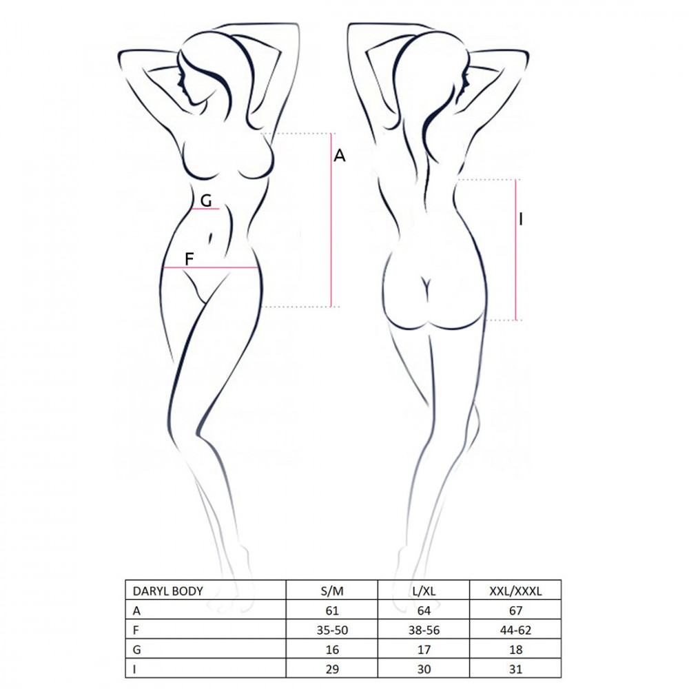 Эротическое боди - Боди с очень глубоким декольте DARYL BODY black L/XL - Passion 1