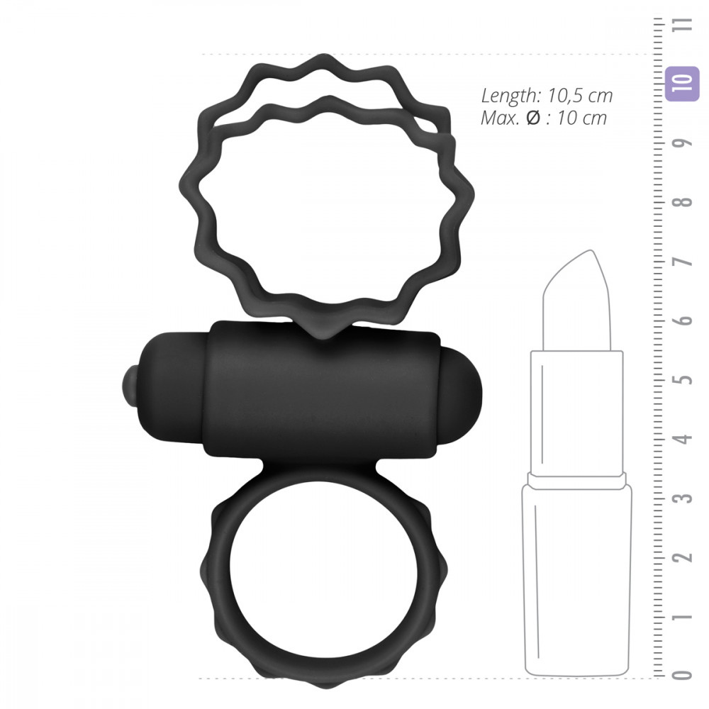 Эрекционные кольца с вибрацией - ET355BLK Эрекционное кольцо двойное Duo Cockring с вибро, черное 3