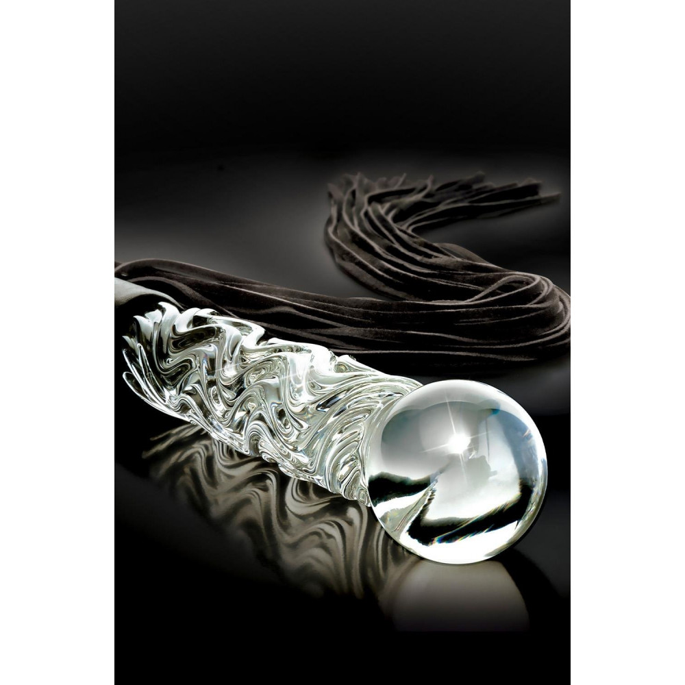 БДСМ игрушки - Фаллоимитатор-кнут Pipedream Icicles No 38 стекло и замш, 17 см 2
