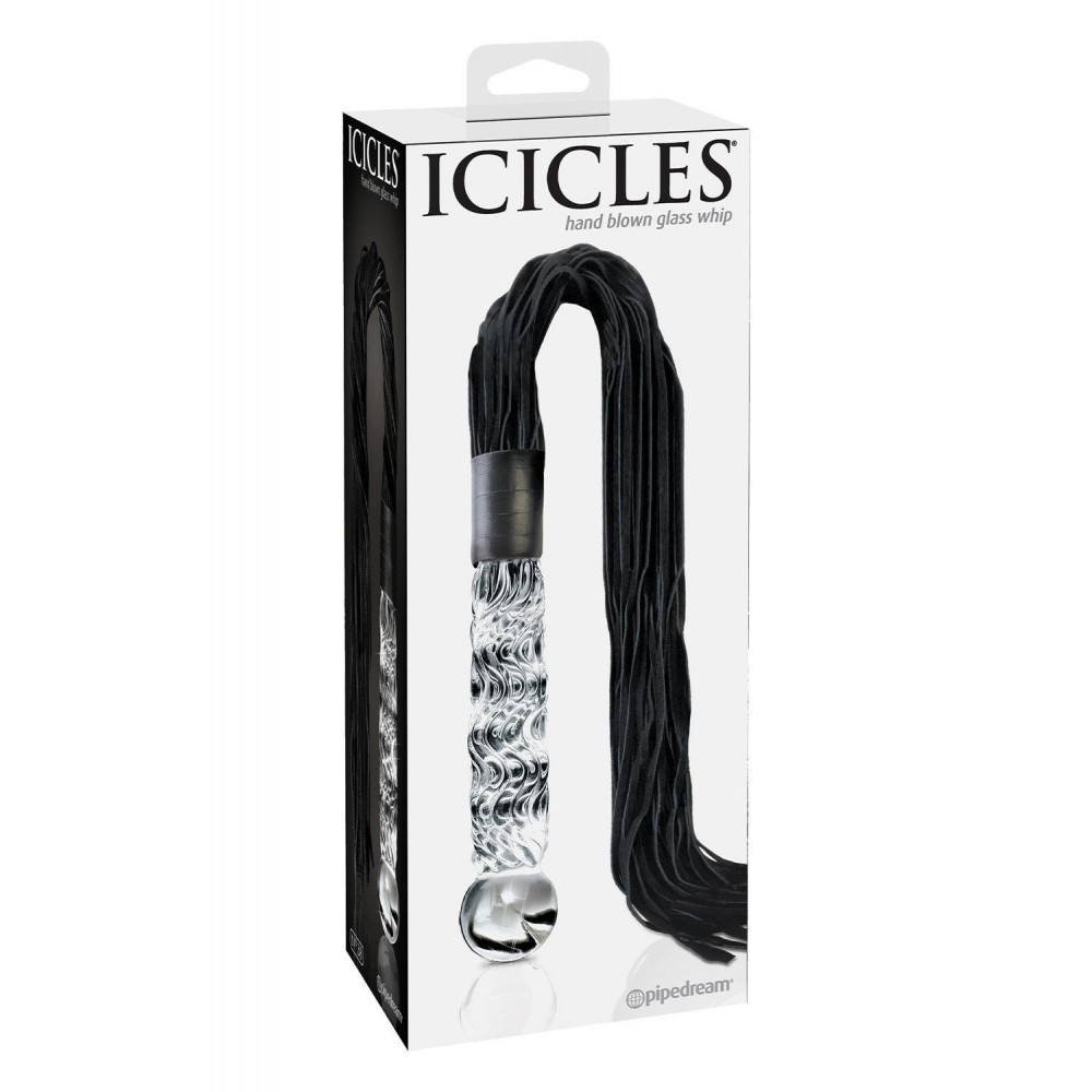 БДСМ игрушки - Фаллоимитатор-кнут Pipedream Icicles No 38 стекло и замш, 17 см 4