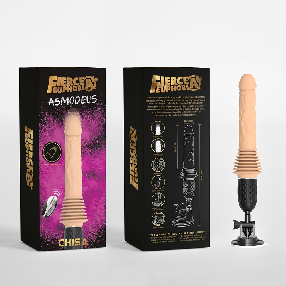Секс игрушки - Реалистичный вибратор с фрикциями Asmodeus Chisa с пультом, 30 см х 4.2 см 1