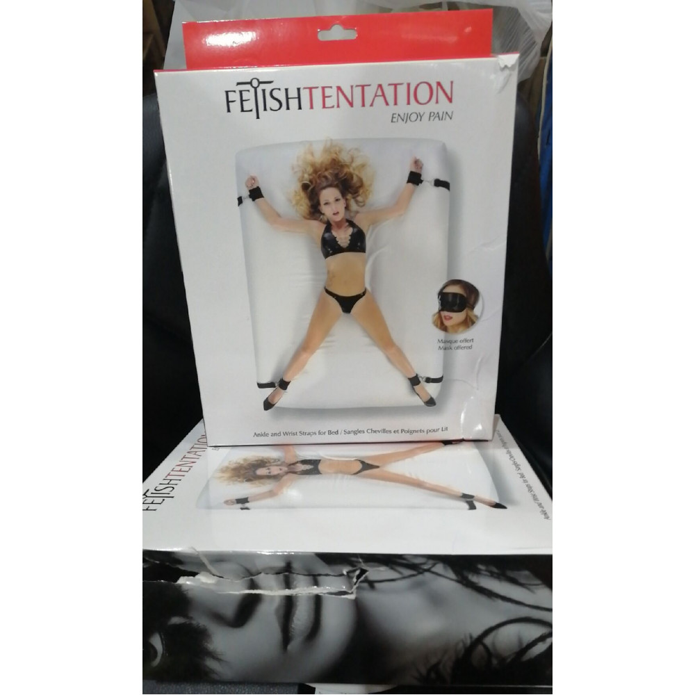 Секс игрушки - Фиксатор для кровати Fetish Tentation Ankle and Wrist Straps for Bad с маской (мятая упаковка!!!) 1