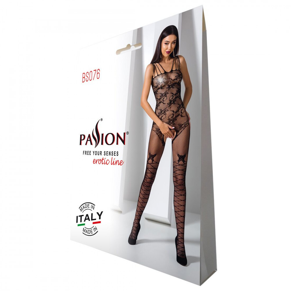 Бодистокинг - Ажурный бодистокинг с интимными вырезами Passion BS076 black 2