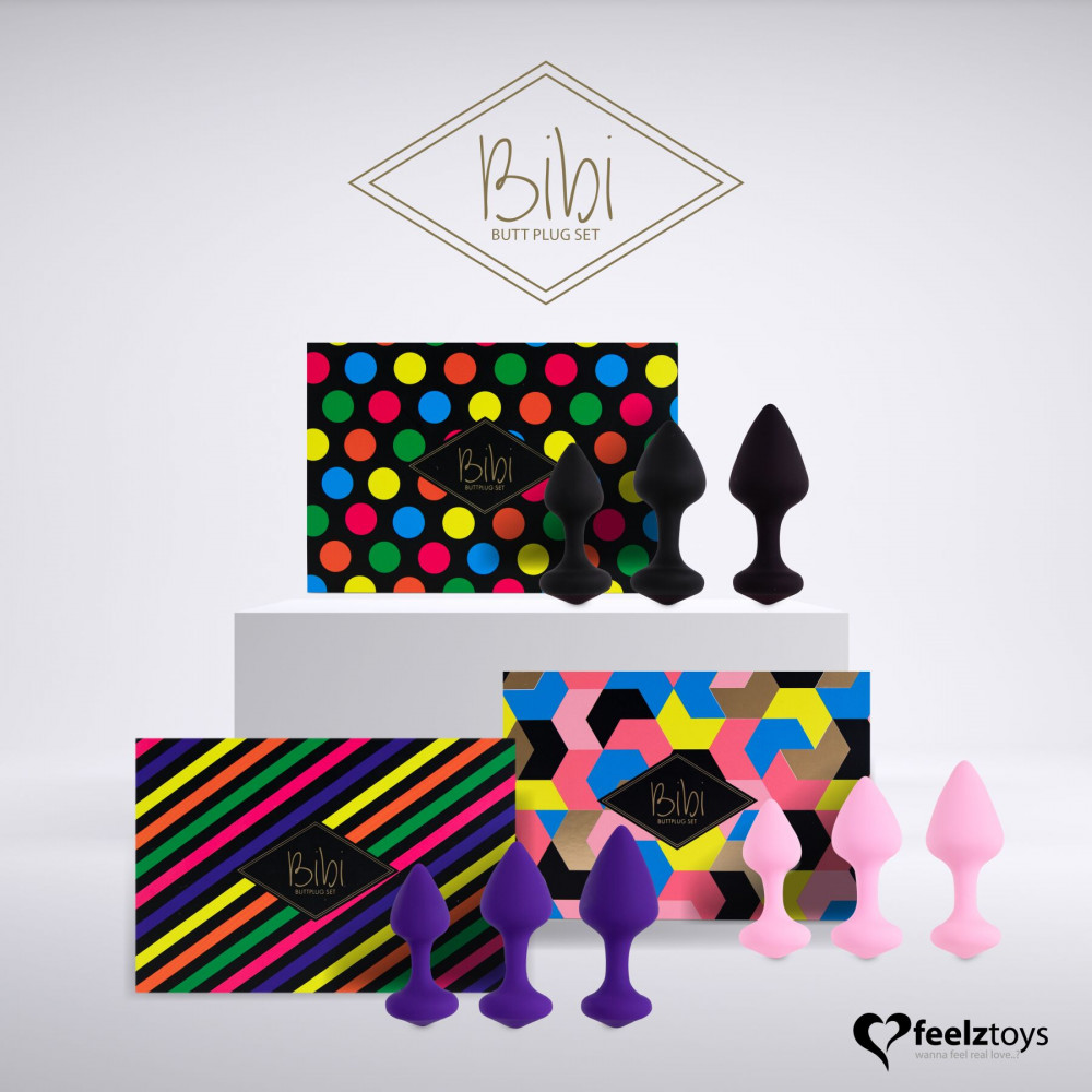 Наборы анальных пробок - Набор силиконовых анальных пробок FeelzToys - Bibi Butt Plug Set 3 pcs Black 1