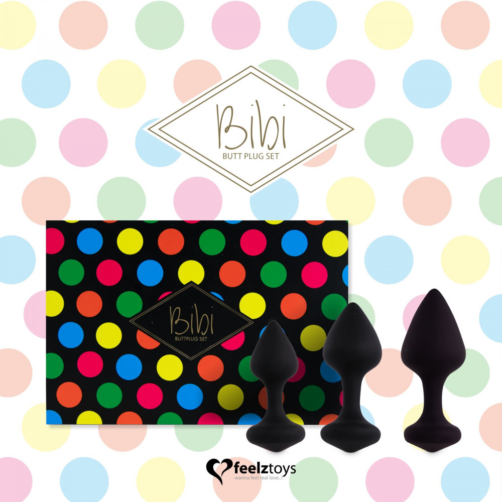 Наборы анальных пробок - Набор силиконовых анальных пробок FeelzToys - Bibi Butt Plug Set 3 pcs Black 3