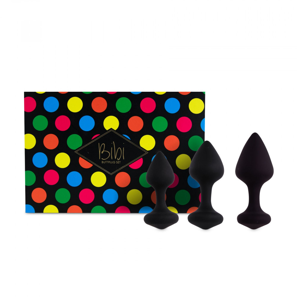 Наборы анальных пробок - Набор силиконовых анальных пробок FeelzToys - Bibi Butt Plug Set 3 pcs Black