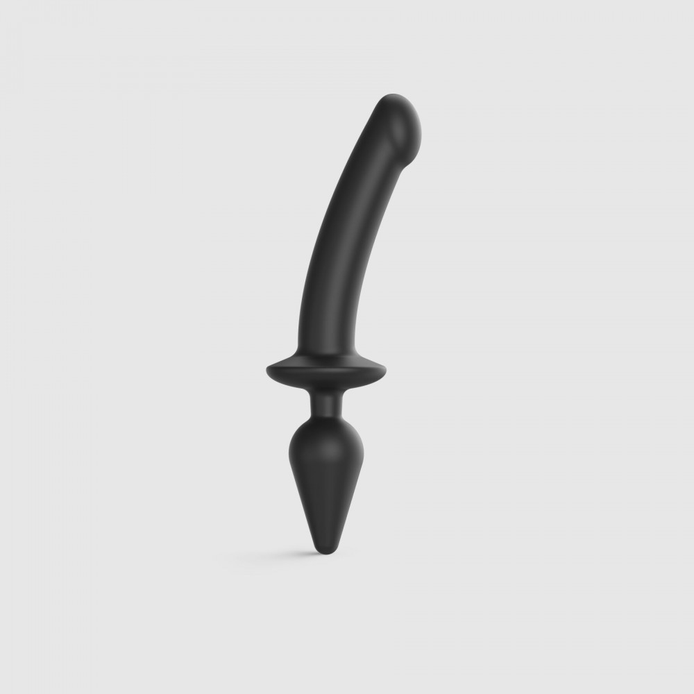 Анальная пробка - Анальная пробка с дилдо 2в1 Strap-On-Me SWITCH PLUG-IN DILDO Black XXL, диаметр 5,2/3,9 см