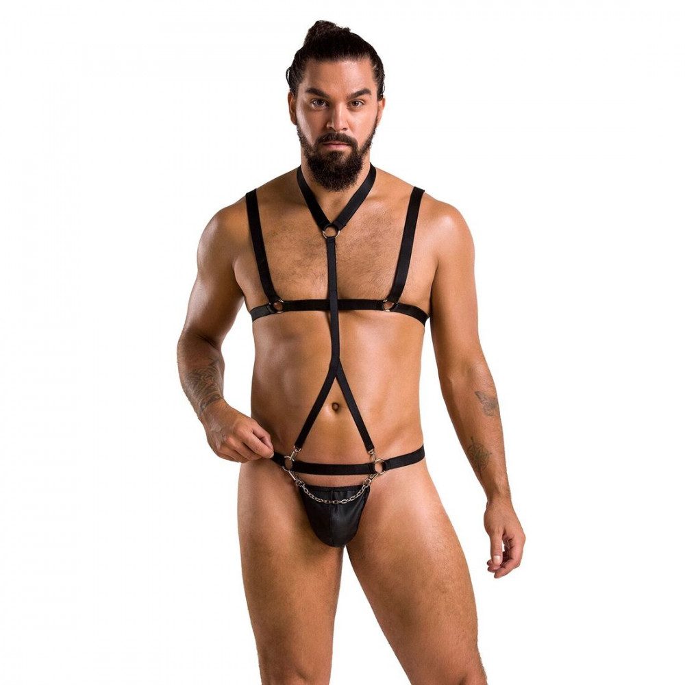 Стринги, трусы и шорты - Комплект мужского белья из стреп Passion 039 Set Andrew XXL/XXXL Black, стринги, шлейка 4