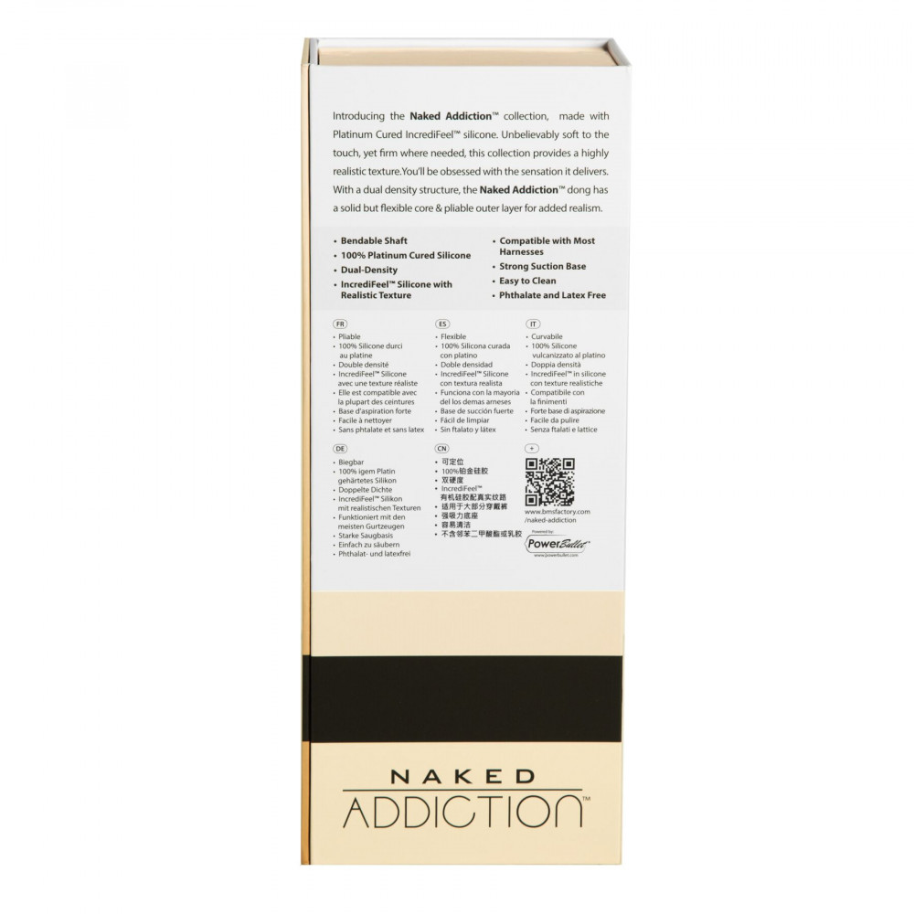 Фаллоимитаторы на присоске, двойные - Фаллоимитатор Naked Addiction — 9″ Silicone Dual Density Bendable Dildo Vanilla, вибропуля в подарок 1