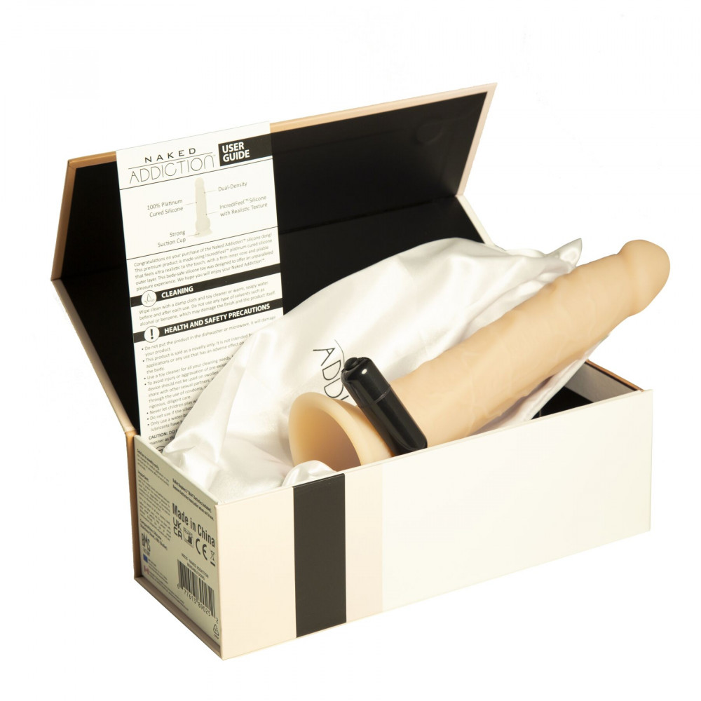 Фаллоимитаторы на присоске, двойные - Фаллоимитатор Naked Addiction — 9″ Silicone Dual Density Bendable Dildo Vanilla, вибропуля в подарок 4