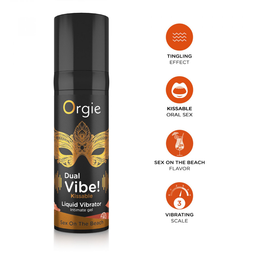 Женские возбудители - Жидкий вибратор Orgie - Dual Vibe! Sex On The Beach Kissable Liquid Vibrator (15 мл) 2