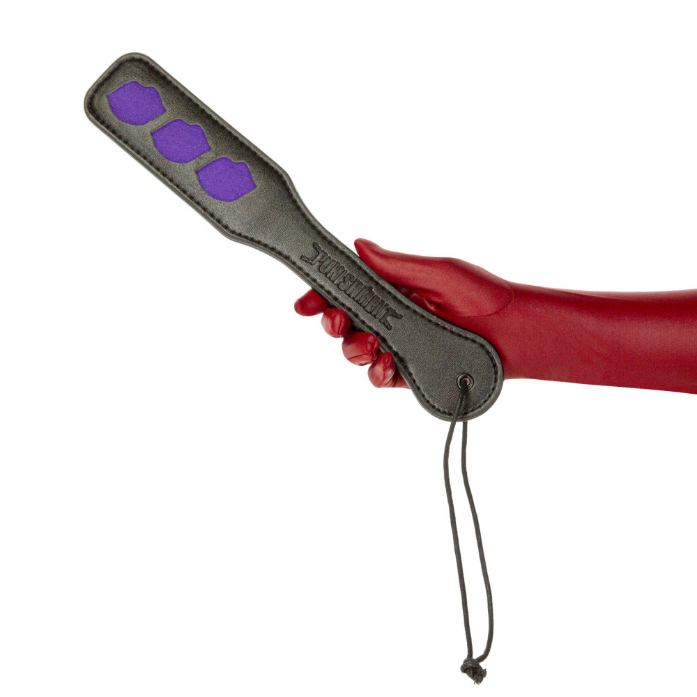 Плети, стеки, флоггеры, тиклеры - Паддл Punishment - Purple Lips Paddle – Black 1