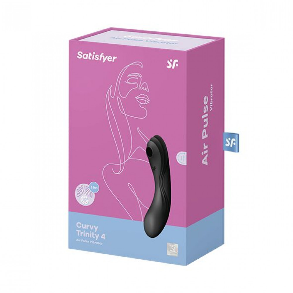 Вибраторы вакуумные - Вакуумный стимулятор с вибрацией Satisfyer Curvy Trinity 4 Black 1