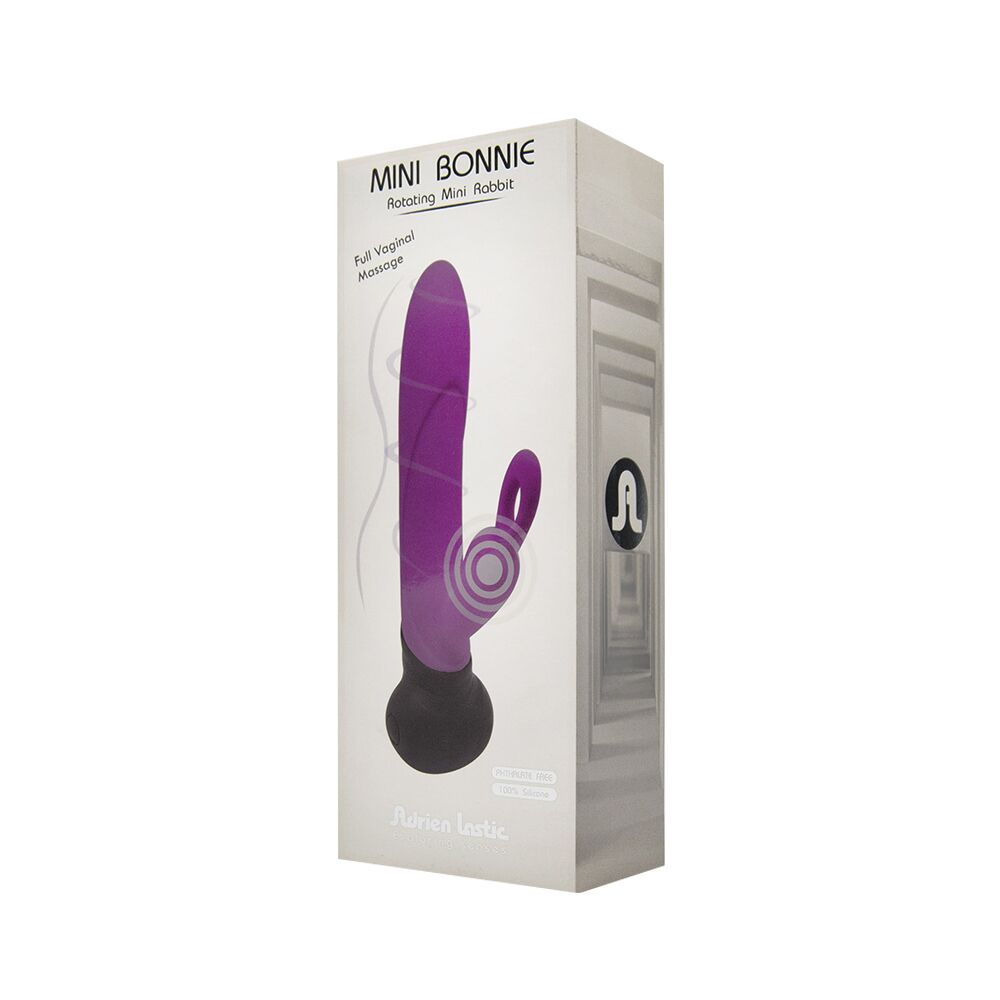 Вибратор-кролик - Вибратор с вращением ствола Adrien Lastic Mini Bonnie с петелькой для пальчика 1