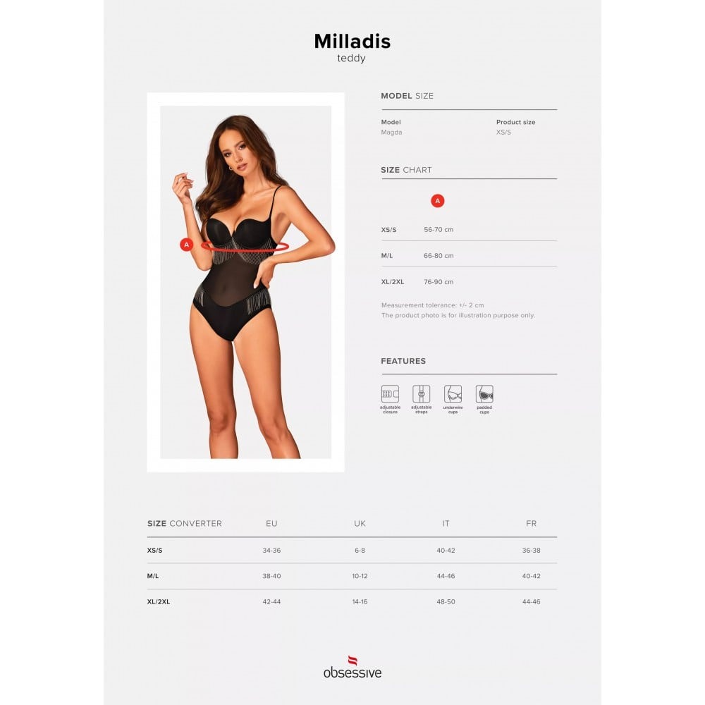 Эротическое белье - Боди Obsessive MILLADIS XS/S 1