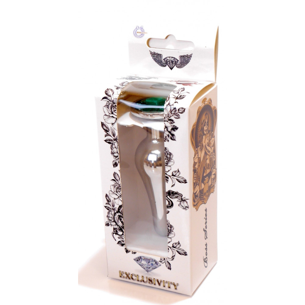 Анальные игрушки - Анальная пробка Boss Series - Jewellery Silver BUTT PLUG Green, BS6400078 2