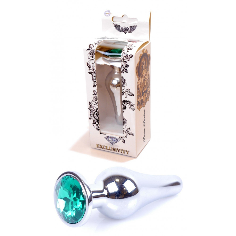 Анальные игрушки - Анальная пробка Boss Series - Jewellery Silver BUTT PLUG Green, BS6400078
