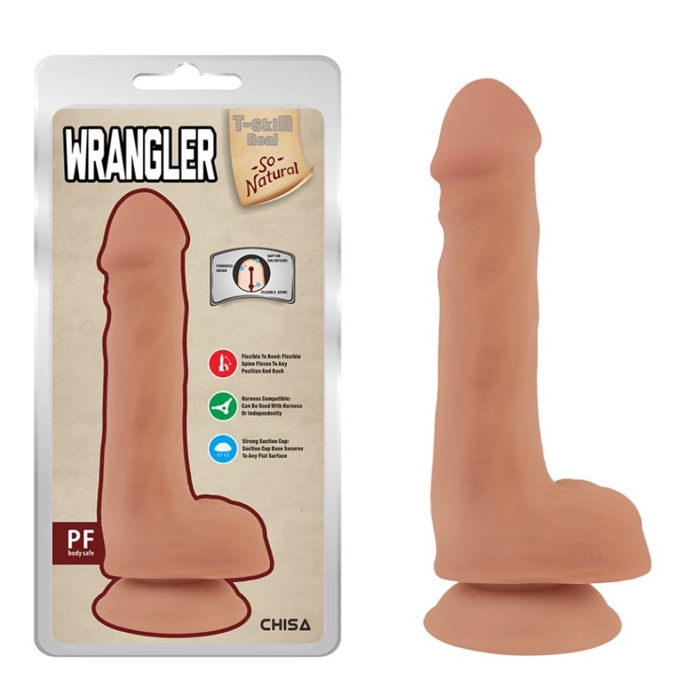 Секс игрушки - Фаллоимитатор реалистичный с присоской Сһіѕа Wrangler, бежевый, 19 см