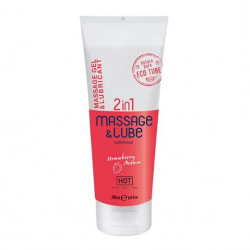 Массажный гель и лубрикант HOT Massage- &amp; Glide Gel 2in1 Strawberry 200 мл