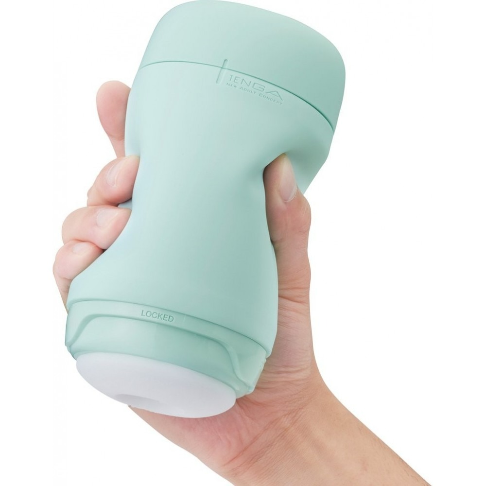 Секс игрушки - Мастурбатор нереалистичный Tenga Puffy Mint Green, рельефный, мятный, 15 х 4.5 см 3