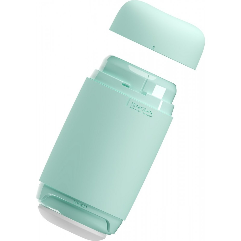 Секс игрушки - Мастурбатор нереалистичный Tenga Puffy Mint Green, рельефный, мятный, 15 х 4.5 см 5