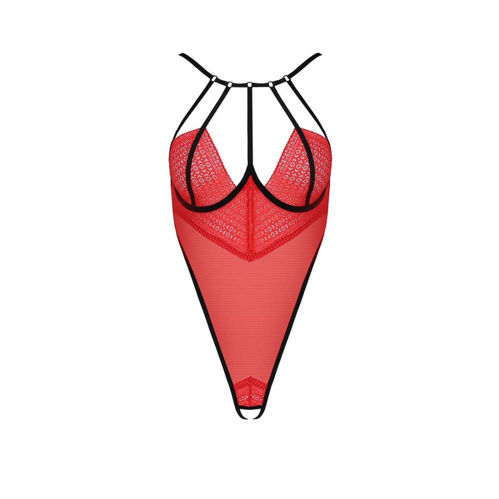 Женское эротическое белье - Боди с высоким вырезом бедра AKITA BODY red XXL/XXXL - Passion Exclusive 3