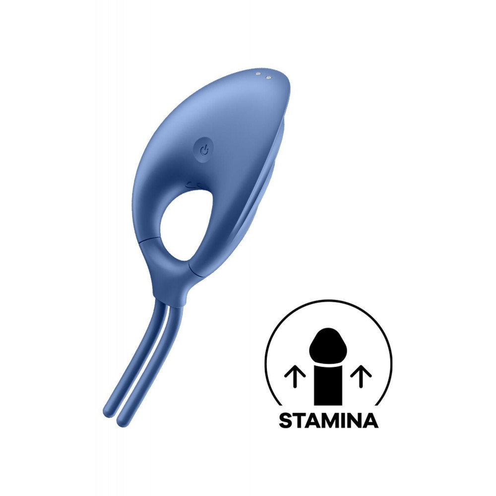 Эрекционные кольца с вибрацией - Эрекционное виброкольцо лассо Satisfyer Swordsman Blue, крепкая фиксация, 10 режимов, мощный мотор 2