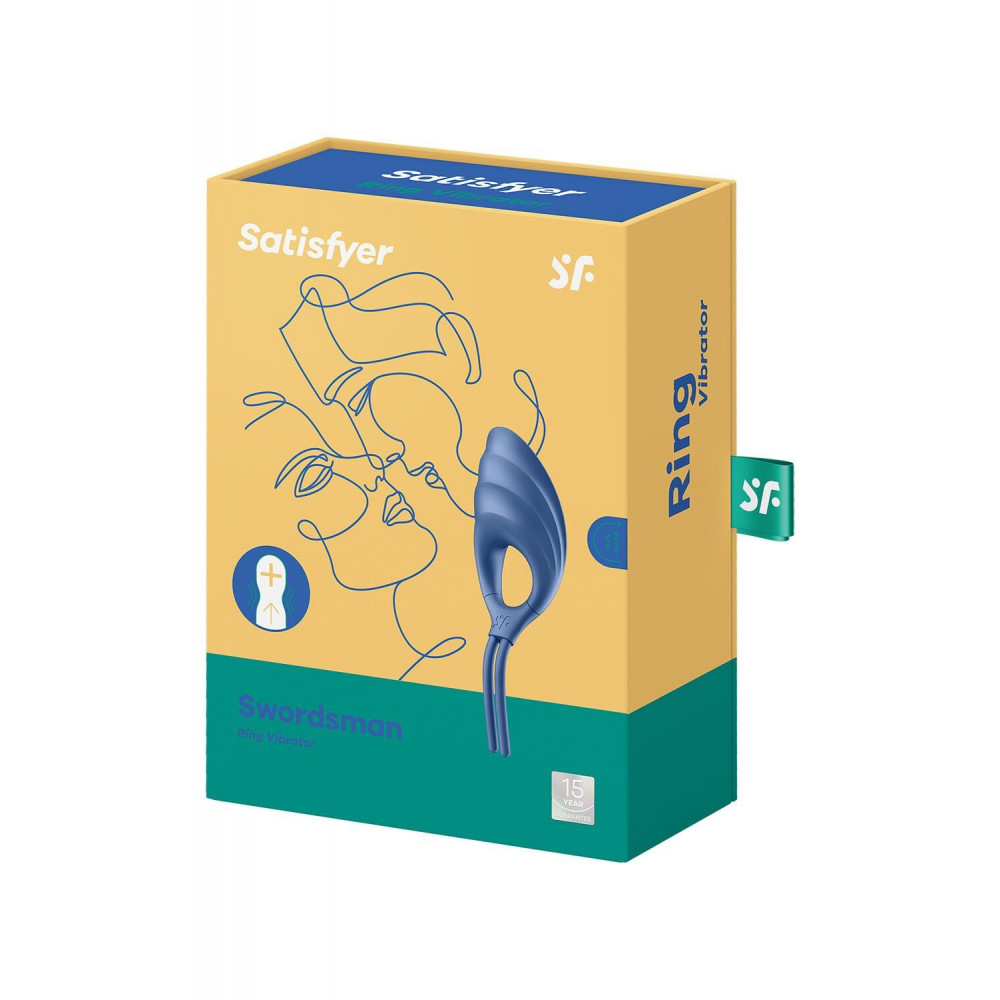 Эрекционные кольца с вибрацией - Эрекционное виброкольцо лассо Satisfyer Swordsman Blue, крепкая фиксация, 10 режимов, мощный мотор 1