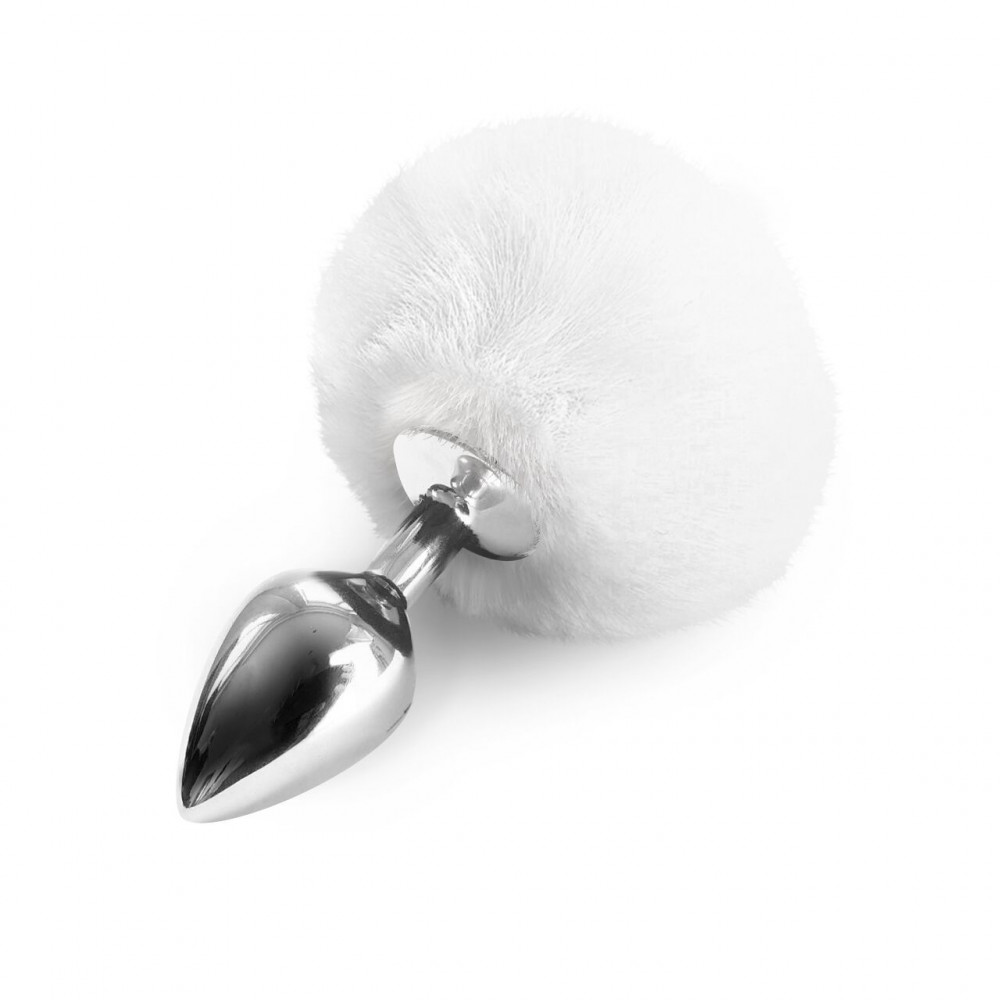 Анальный хвост - Металлическая анальная пробка М Art of Sex — Bunny Tails Butt plug, Белый
