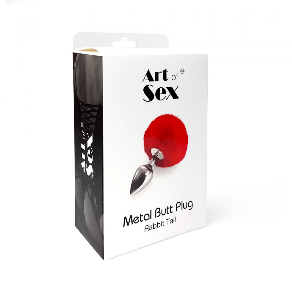 Анальный хвост - Металлическая анальная пробка М Art of Sex — Bunny Tails Butt plug, Белый 1