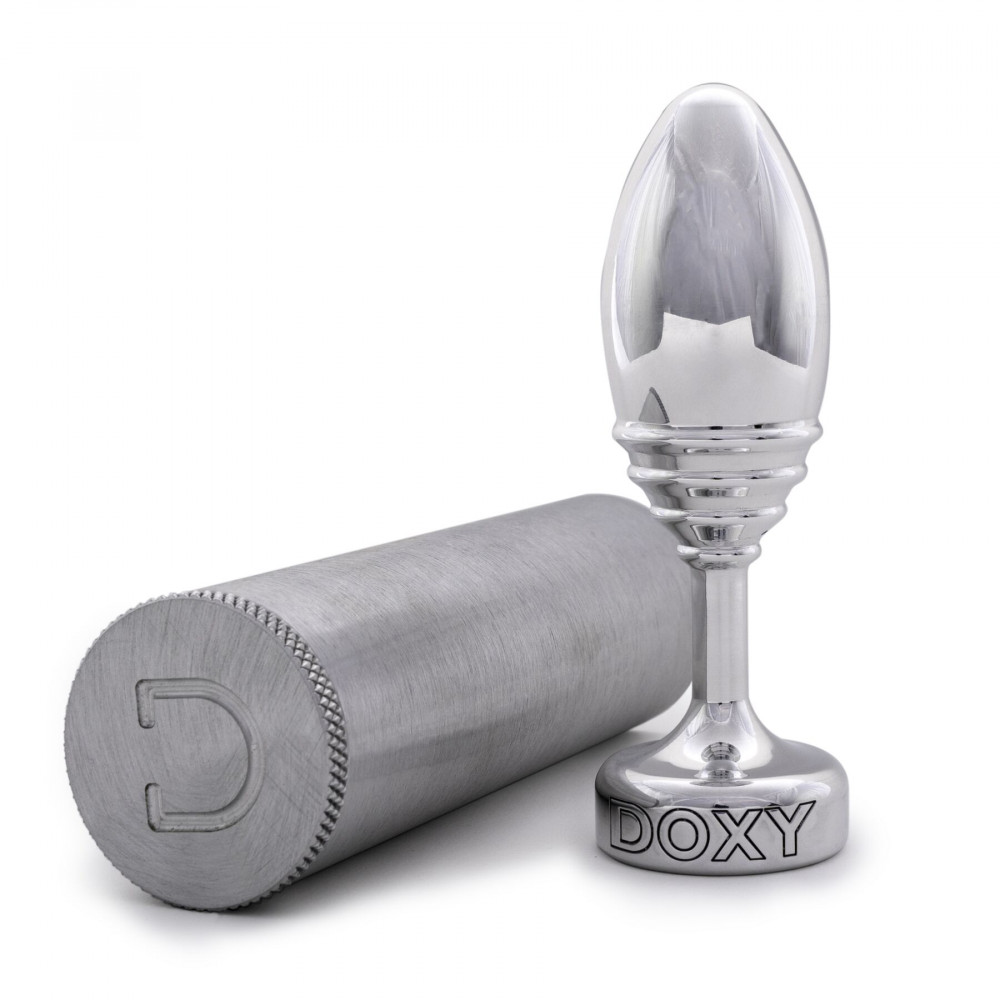 Анальная пробка - Металлическая анальная пробка DOXY Butt Plug RIBBED, ребристая, диаметр 3,3 см 2